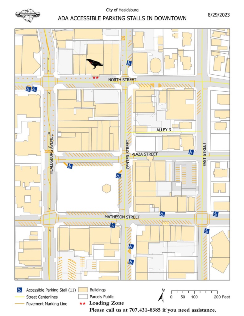 Map of Handicapped Parking in Healdsburg