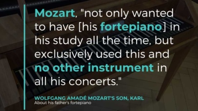 Image: Quote from Mozart's son, Karl, on his father's use of the fortepiano.