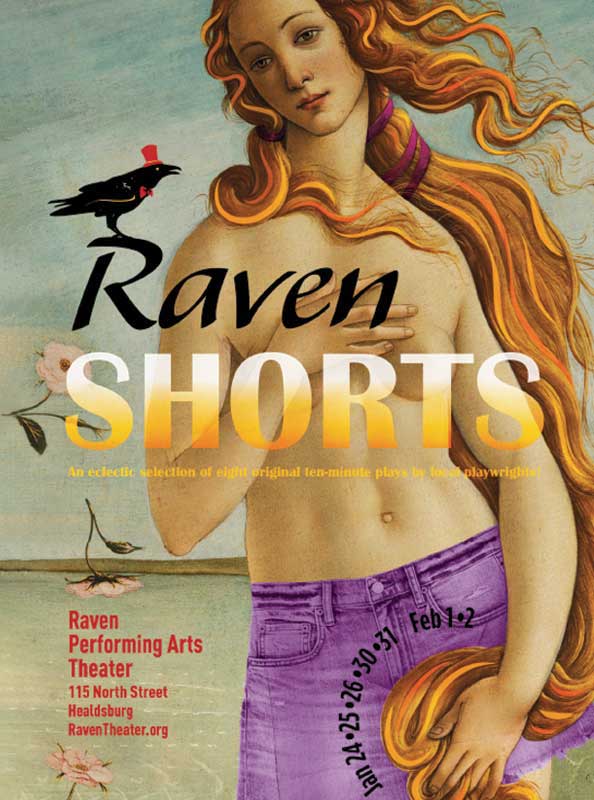 Poster for "Raven Shorts," a collection of 10-minute plays opening January 24, 2025